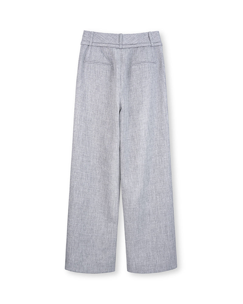 Women’s Belted Grey High Waist Belted Wide Leg Trousers Suitpure