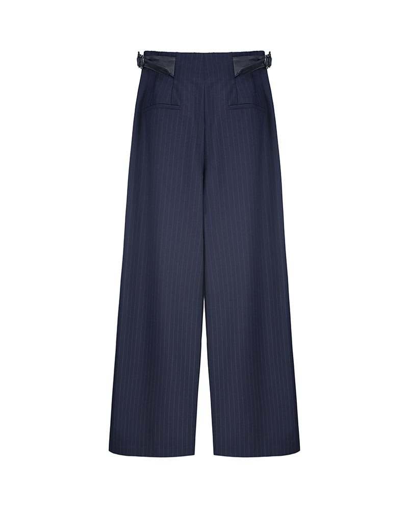 Retro British style all-wool striped heavy-duty haute couture women's trousers
