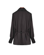 Shawl Collar Tie-Waist Blouse for Spring