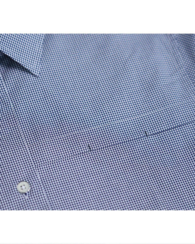 Navy Blue Small Check Cotton Minimalist Shirt Suitpure