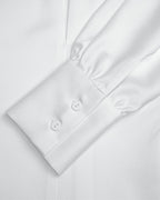 White Satin Batwing Sleeve Shirt Women Cuff Button Collar Office Blouse Suitpure
