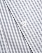 Simple Grey Plain Plaid Cropped Shirt with Gathered Hem