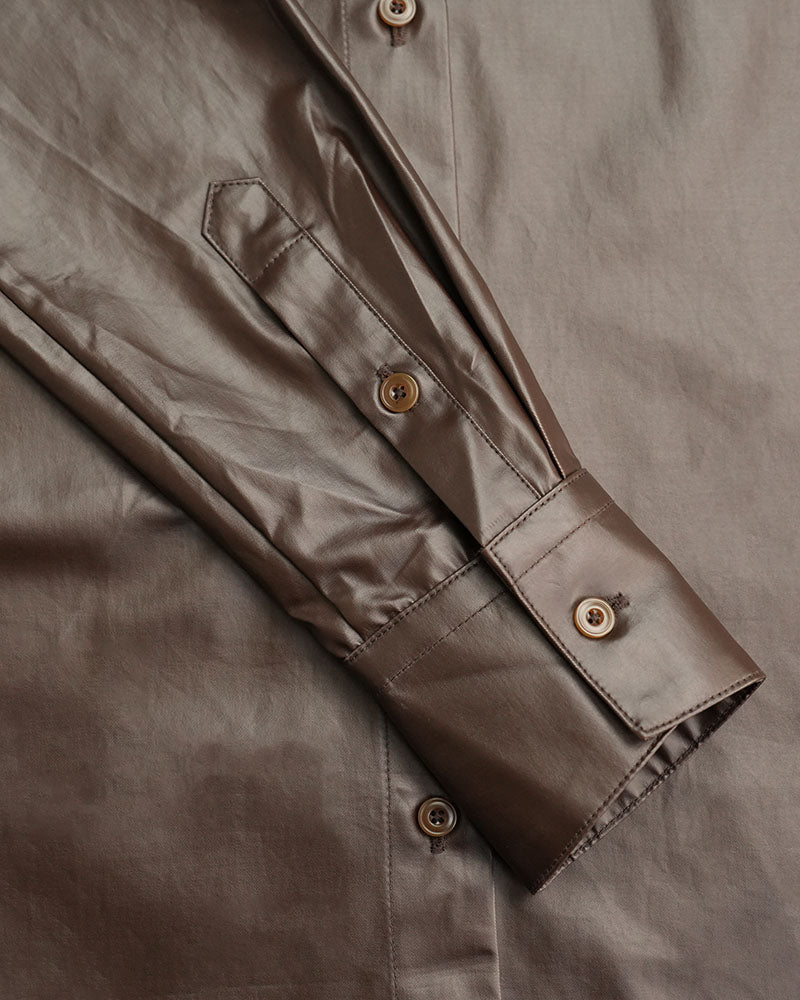 Ebony Brown Wax-Finish Textured Blouse