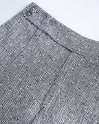 Black White Houndstooth Slub Linen High-Rise Wide-Leg Trousers Suitpure