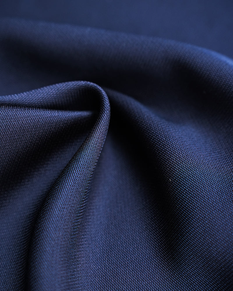 Navy blue stand-up collar zip-up dress