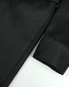Black Twisted Silk Texture Wide Lapel Trench Coat