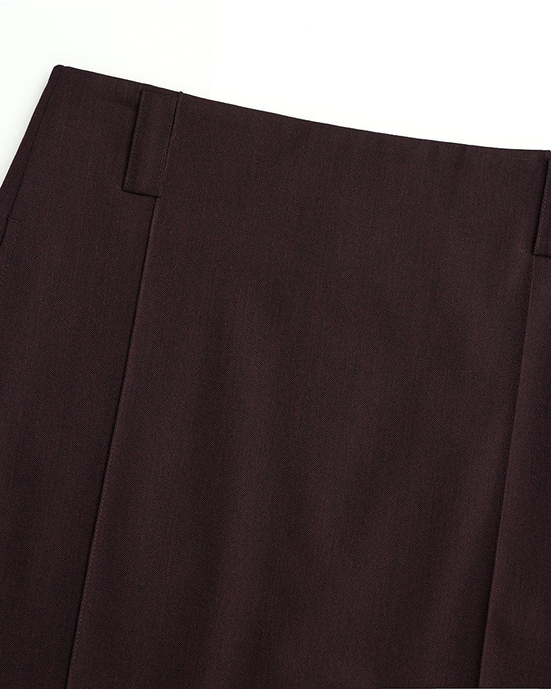 Integrated Waist Boned Textured Midi Skirt