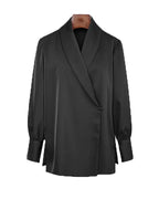 Shawl Collar Blouse in Black and White Suitpure