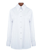White Tencel Cotton Blouse | Wide Pointed Collar Suitpure