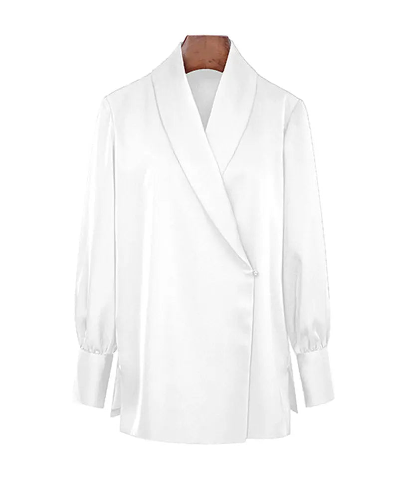 Shawl Collar Blouse in Black and White Suitpure