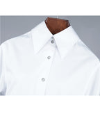 White Tencel Cotton Blouse | Wide Pointed Collar Suitpure