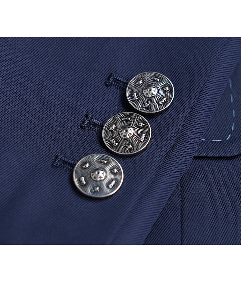 Deep Sea Blue Collarless Blazer Suitpure