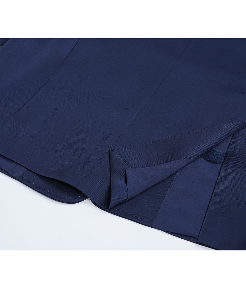 Deep Sea Blue Collarless Blazer Suitpure