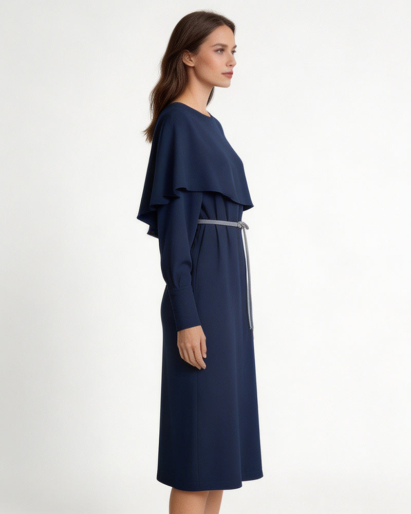 Off-Shoulder Cape Dress | Flowing Shawl Silhouette Suitpure