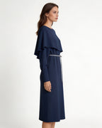 Off-Shoulder Cape Dress | Flowing Shawl Silhouette Suitpure