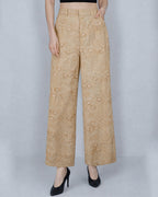 3D Embroidered Floral Wide-Leg Trousers