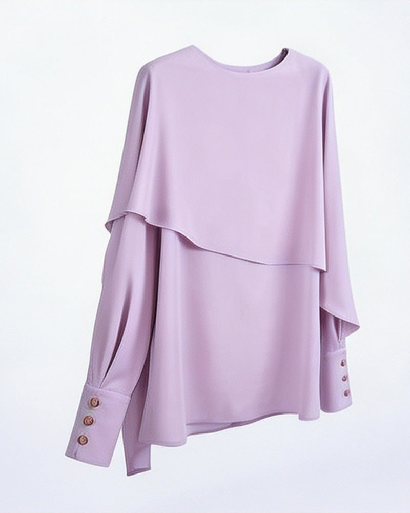 Off-Shoulder Asymmetrical Cape Blouse | Romantic Flowing Suitpure