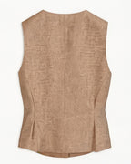Vintage Linen U-Neck Waist-Cinching Vest Suitpure