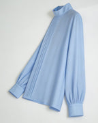 Mandarin Pullover Blouse with Lantern Puff Sleeves Suitpure