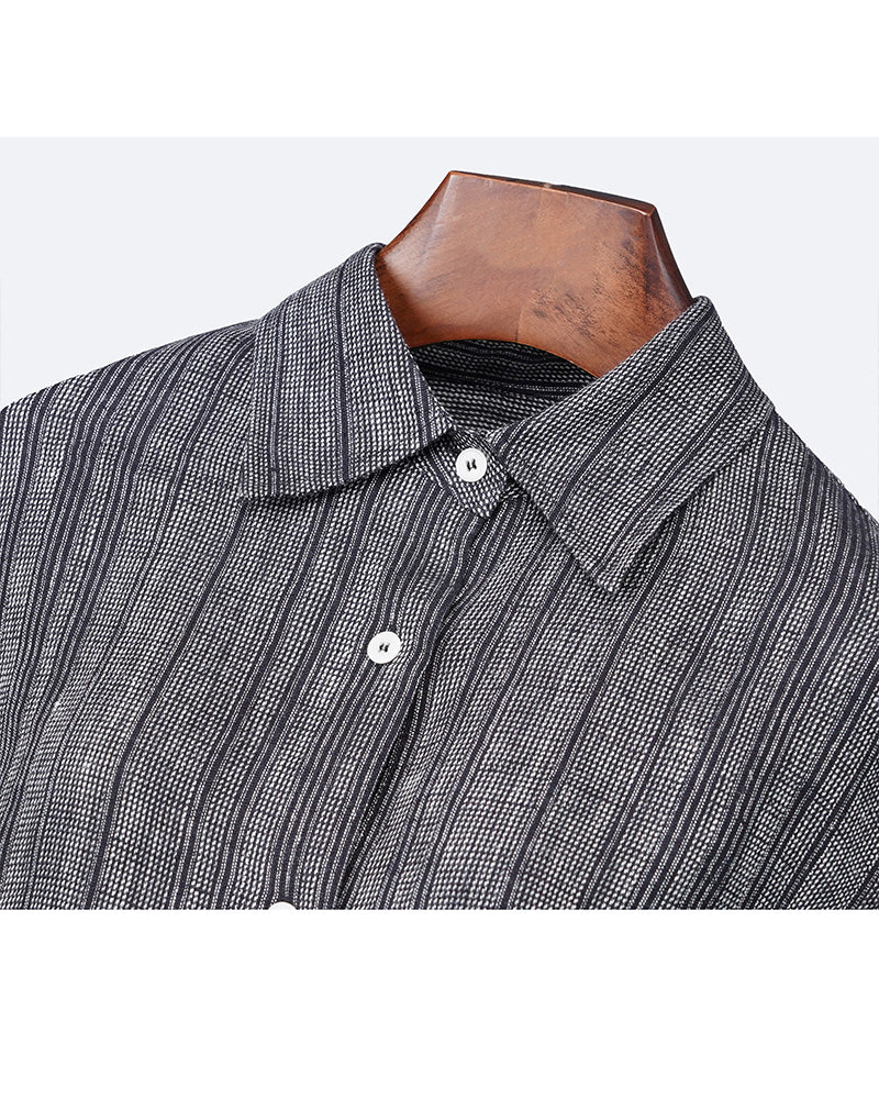 Linen Stripe Top with Fluid Trousers