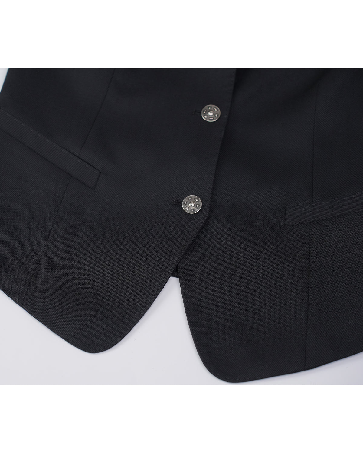 Fitted Rounded Collar Wool Cavalry Twill Vest| 100% Wool（副本）