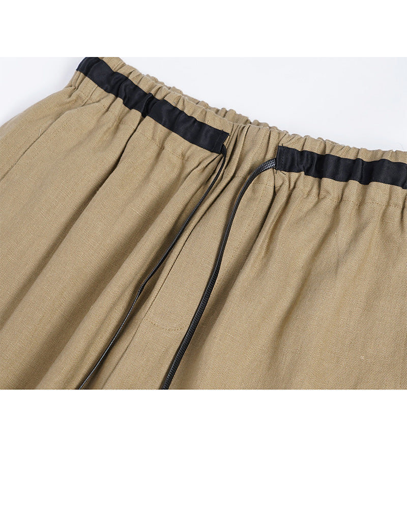 Relaxed Fit Linen Cropped Trousers Suitpure