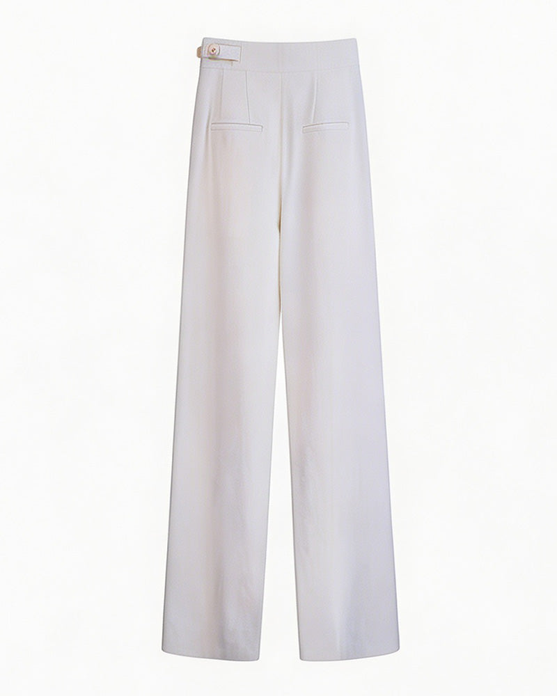 Acetate Cotton Long Straight Trousers with Belt Loops Suitpure