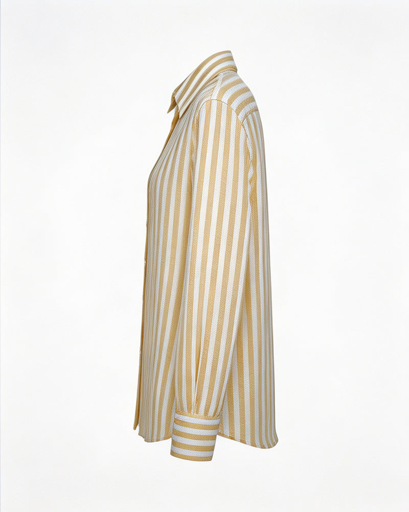 Yellow Stripe Linen Shirt Suitpure