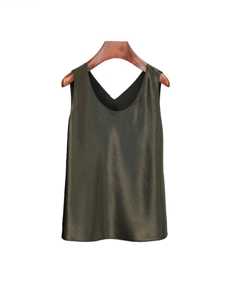 Four-Color Simple Satin Acetate Tank Top Suitpure