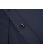 Blue Wave Navy Stand Collar Draped Blouse
