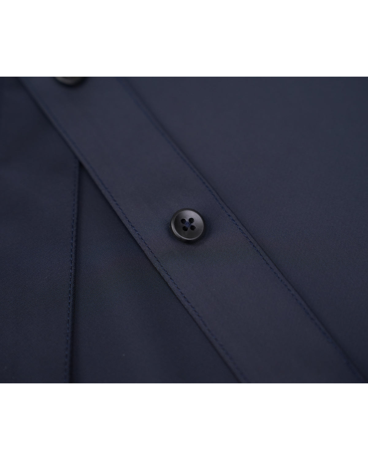 Blue Wave Navy Stand Collar Draped Blouse