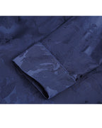 Oriental-Inspired Jacquard Coat in Blue