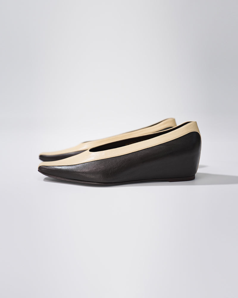 Women Handmade Two-Tone Genuine Leather Flat Shoes Suitpure