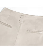 Khaki Continuous Waistband Curved Leg Trousers Suitpure