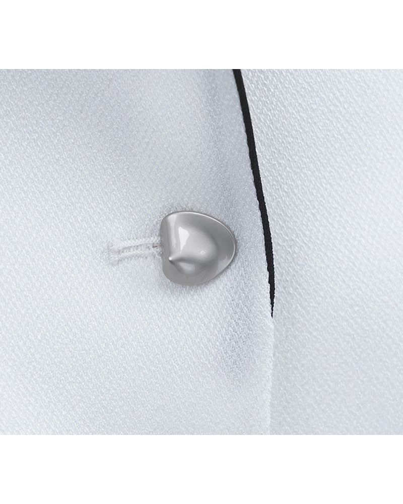 White Textured Lapel Unlined Blazer Suitpure