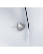 White Textured Lapel Unlined Blazer Suitpure