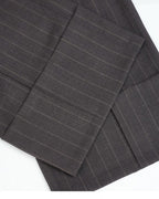 Dark Brown Wide Stripe Wool High-Rise Easy Wide-Leg Pants Suitpure