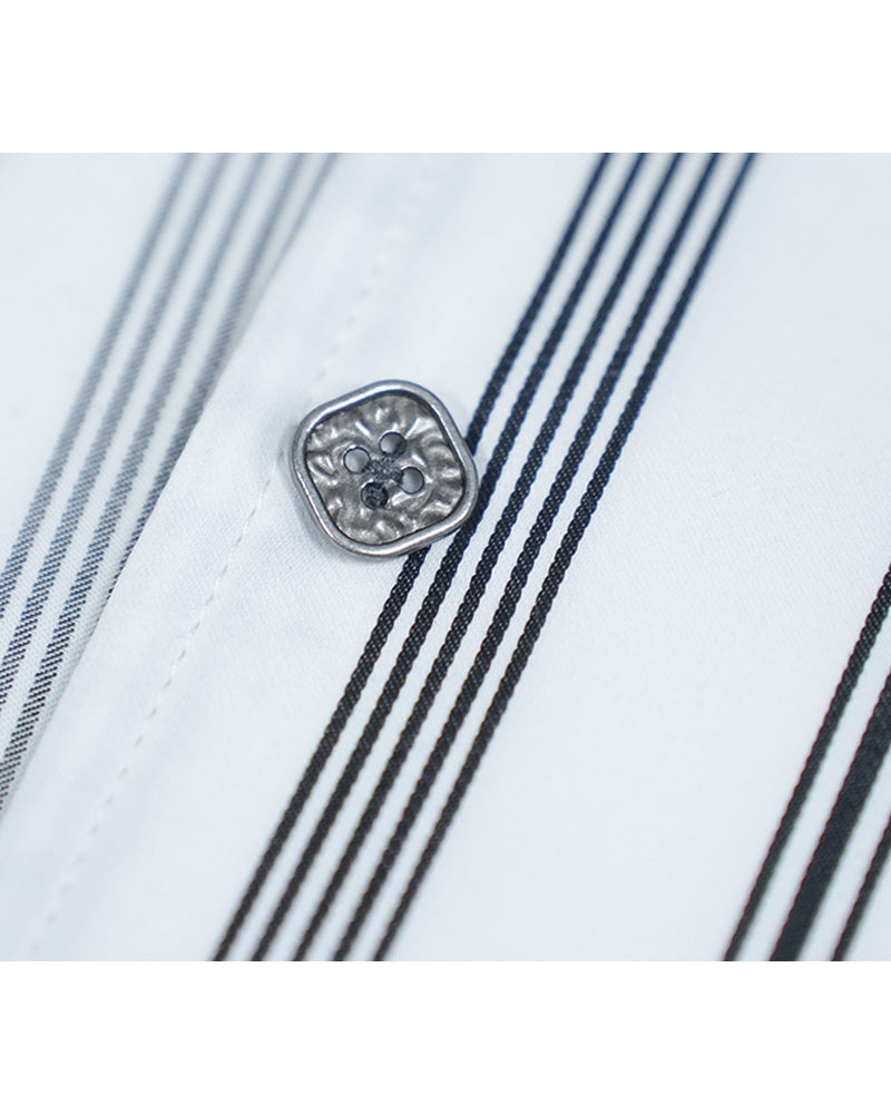 Striped Tencel Cotton Lapel Collar Shirt Suitpure