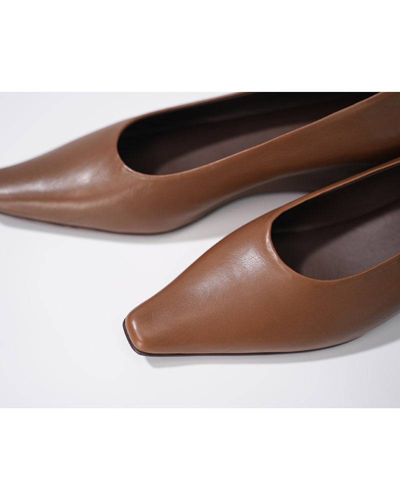 Women Minimalist Slim Square Toe Slip On Commute Low Wedge Shoes Suitpure
