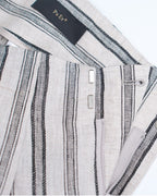 High-Waist Linen Stripe Wide Trousers | Concealed Pleats Suitpure
