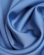 Blue Acetate Blend Tie Neck Satin Blouse
