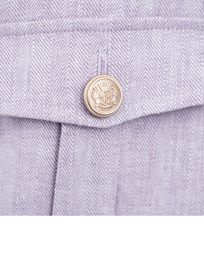 Crystal Purple Collarless Blazer | Patch Pockets Suitpure