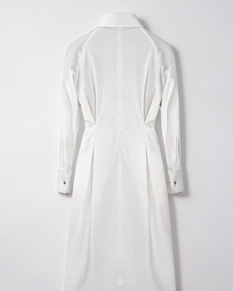 Cotton Sateen Minimalist Shirt Dress Suitpure