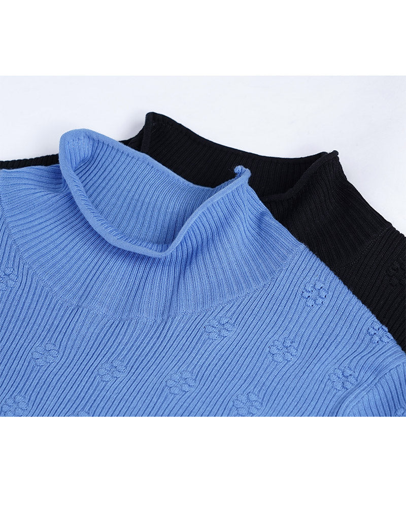 Mock Neck Pullover with Floral Motif | Soft Knit