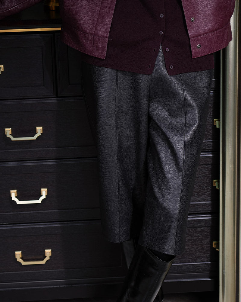 Cropped Black Leather Trousers for Women