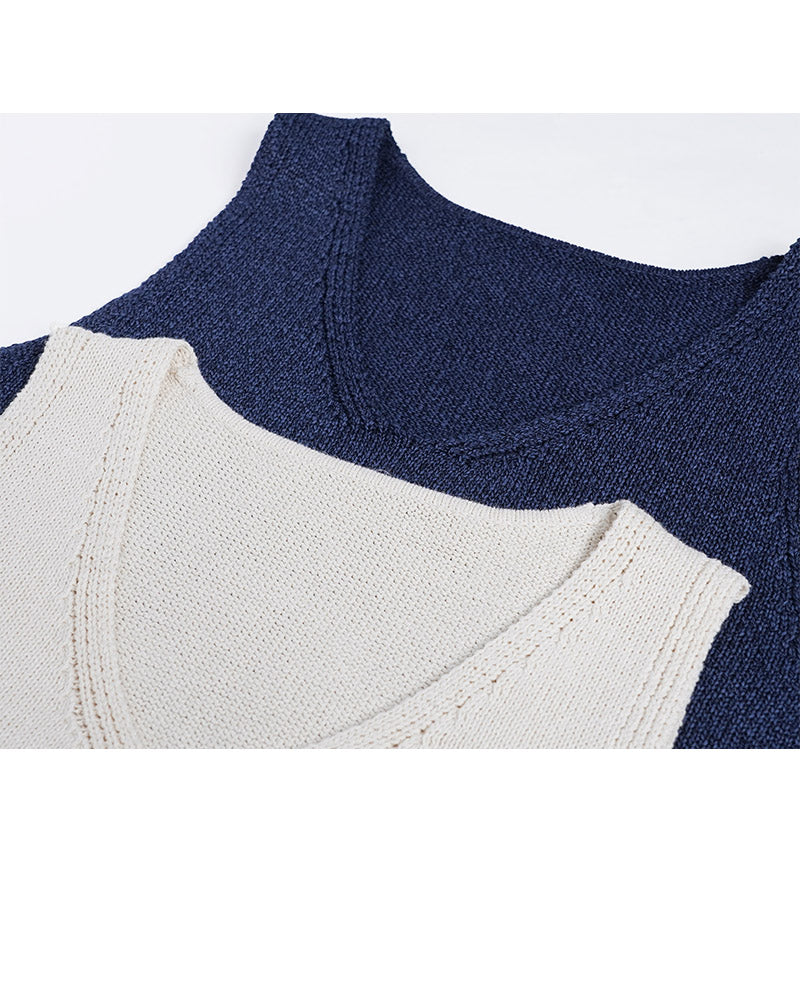 Sleeveless Washi Yarn Top with Natural Texture