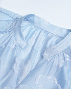 Relaxed Fit Light Blue Textured Jacquard Long Sleeve Blouse
