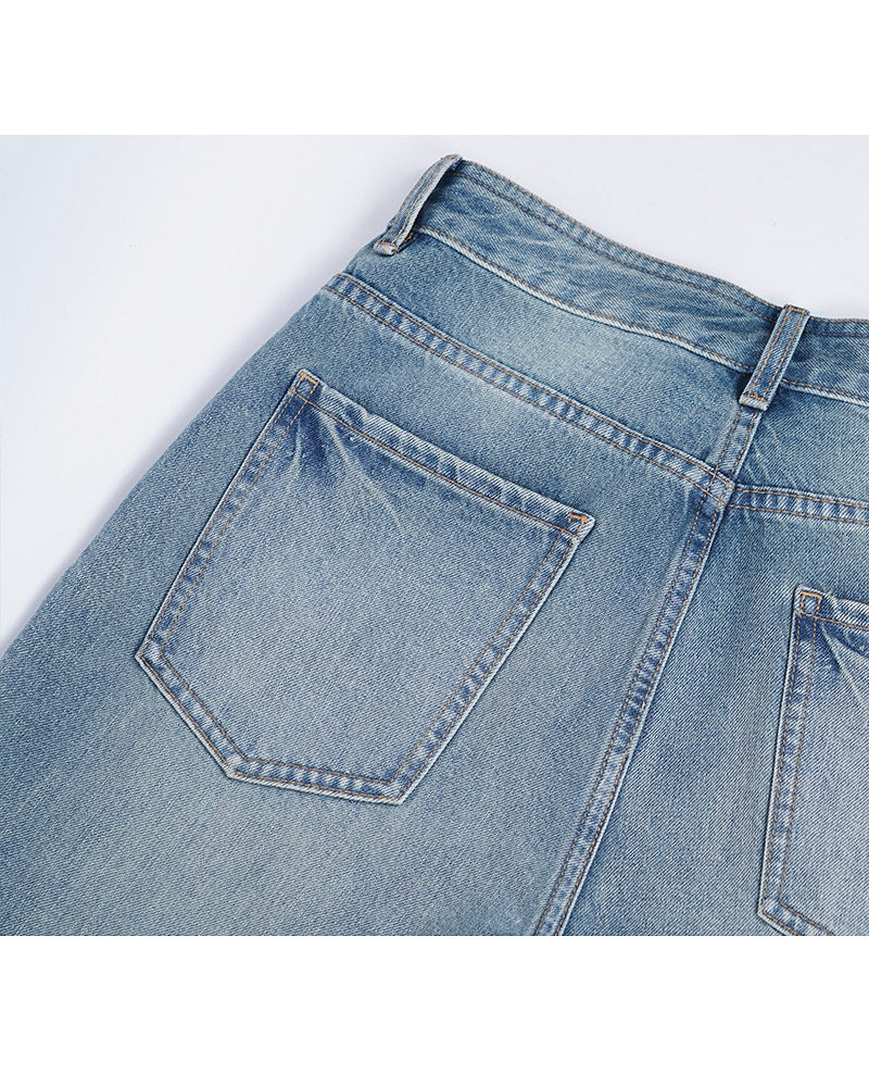 Light Blue Cropped Jeans Suitpure