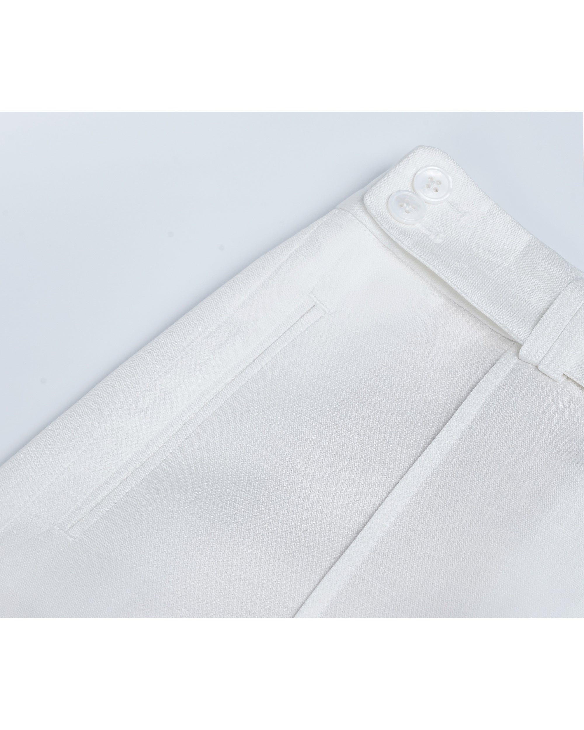 Tencel Linen Women White High Waist Pleated Wide Leg Trousers