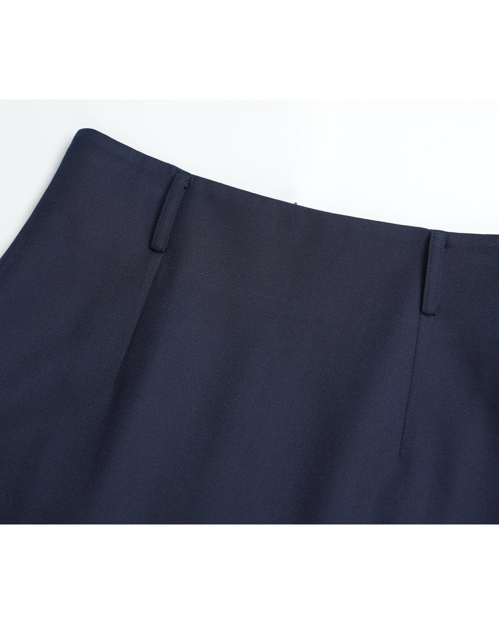 Navy 100% Wool Cavalry Twill High Waist Midi Pencil Skirt | 100% Wool